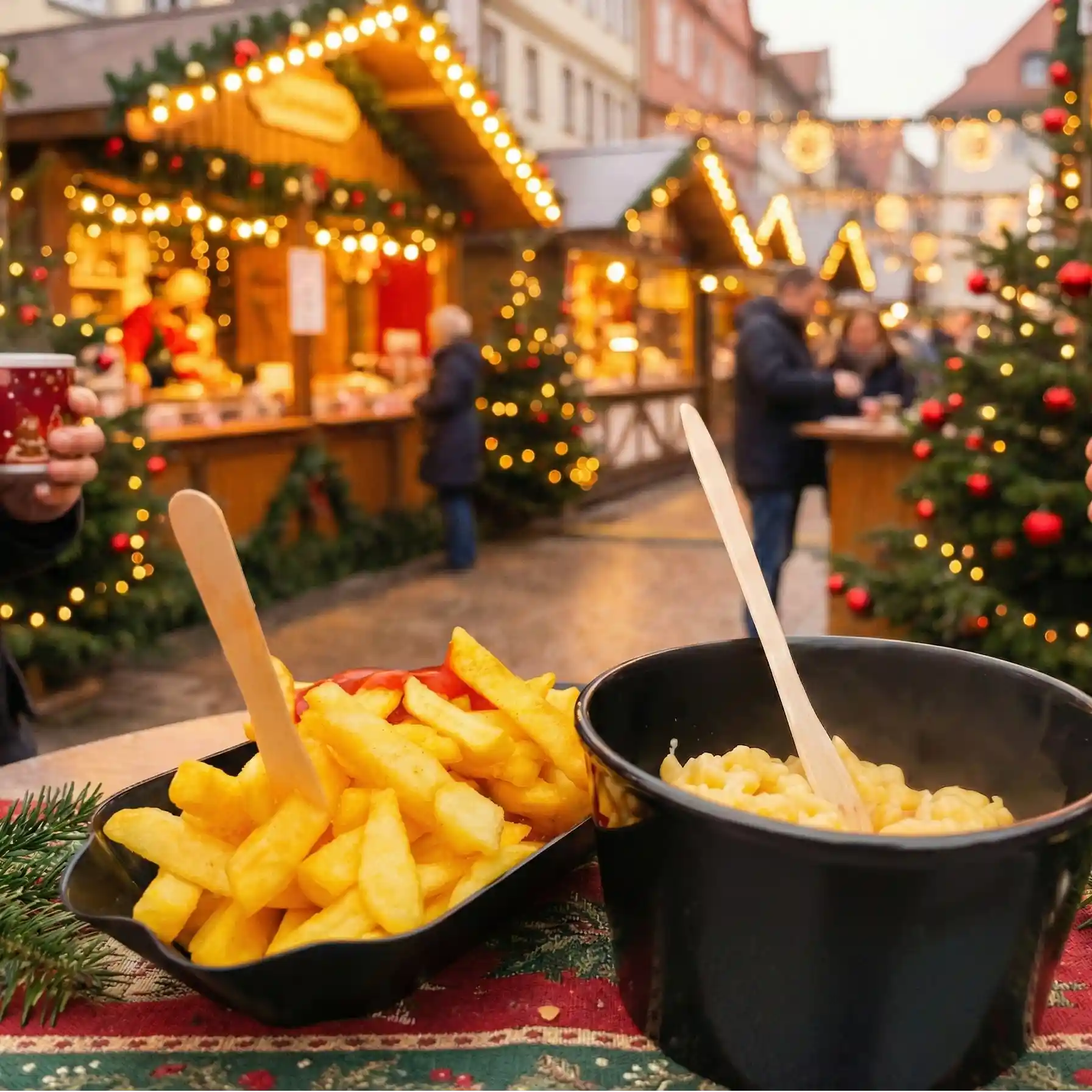 Mehrwegpommesschalen auf dem Weihnachtsmarkt